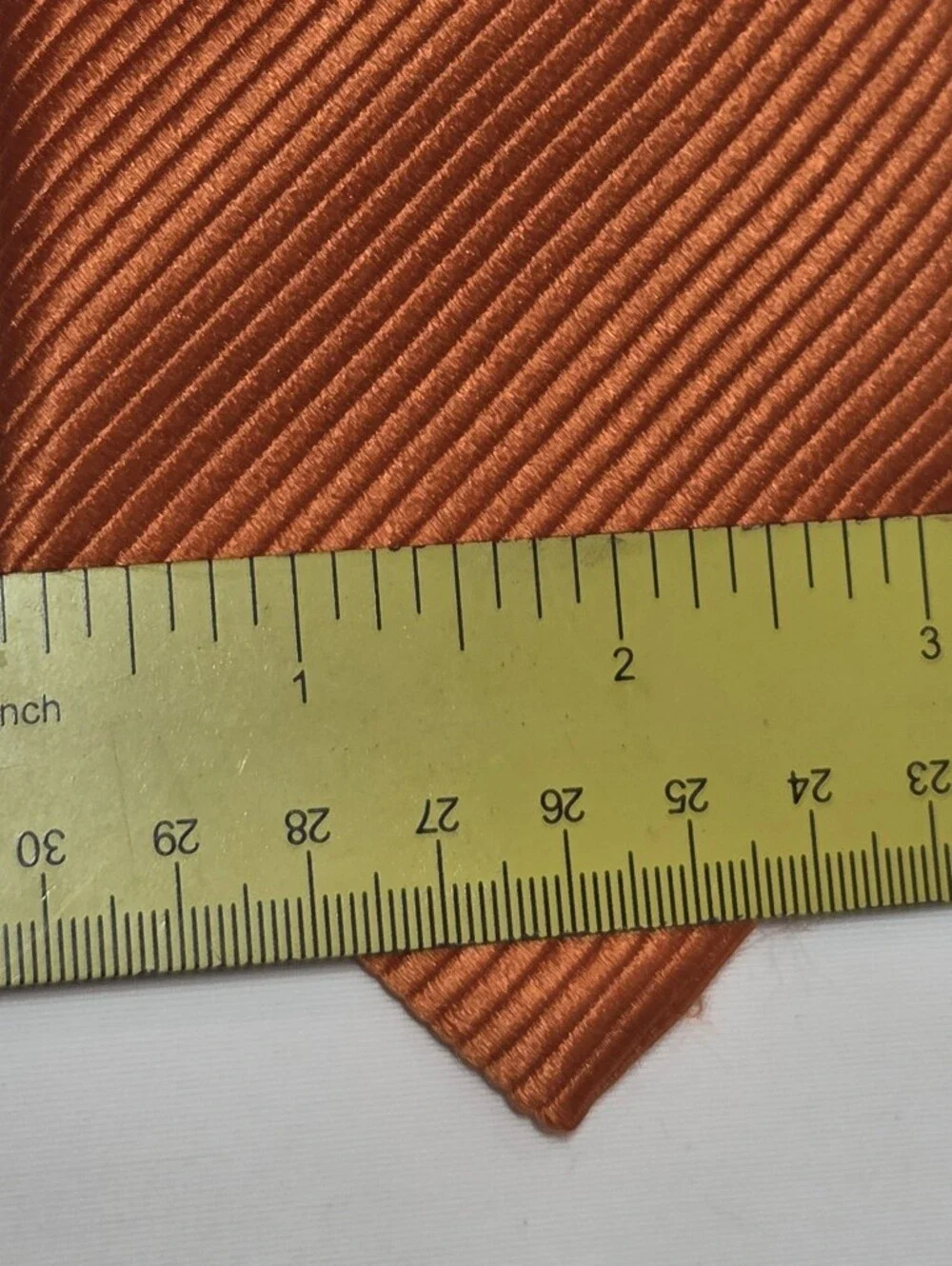 Nordstrom Men's Vibrant Solid 100% Silk Orange Ribbed Satin Repp Tie 3.25x58